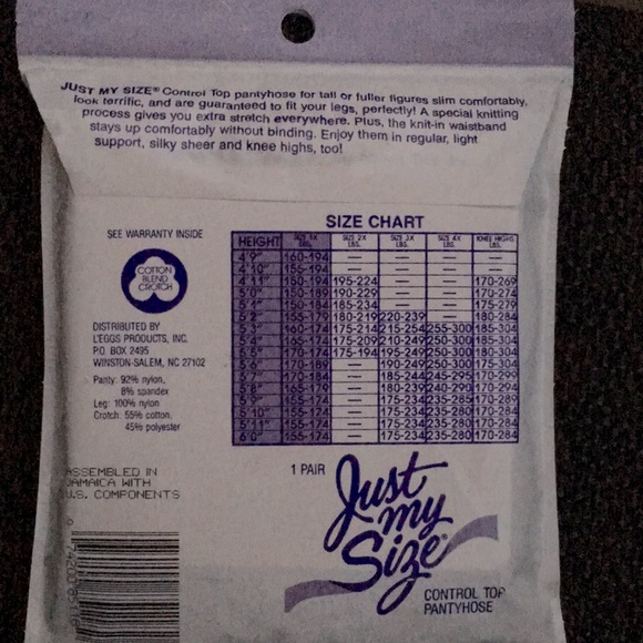Just My Size Control Top Suntan Pantyhose Sz 1X - Picture 3 of 3